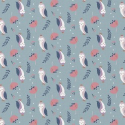 Algodón estampado PLUMNI Azul / Rosa